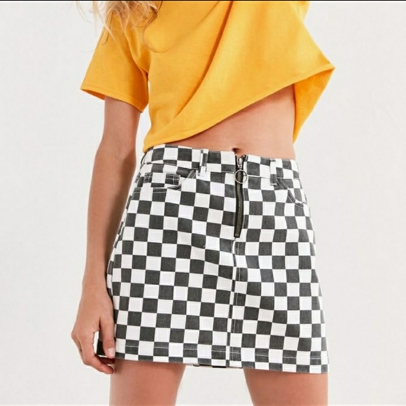 BDG Dresses & Skirts - Urban Outfitters | Checkered Denim Zip Mini Skirt